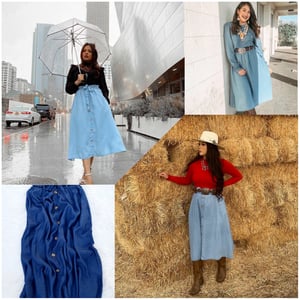 Image of Denim Long Skirt  