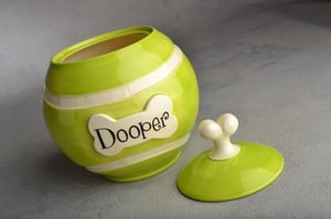 Image of Tennis Ball Dog Treat Jar Urn by Symmetrical Pottery