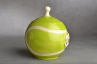 Image 4 of Tennis Ball Dog Treat Jar Urn by Symmetrical Pottery