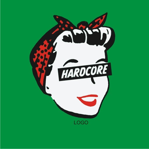 Image of Hard Core Retro Femme - Ladies Green T-Shirt
