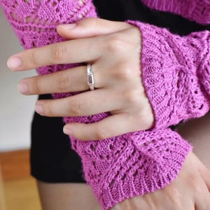 Image of Pink Spinel (Balas Ruby) rectangular cut round band silver ring