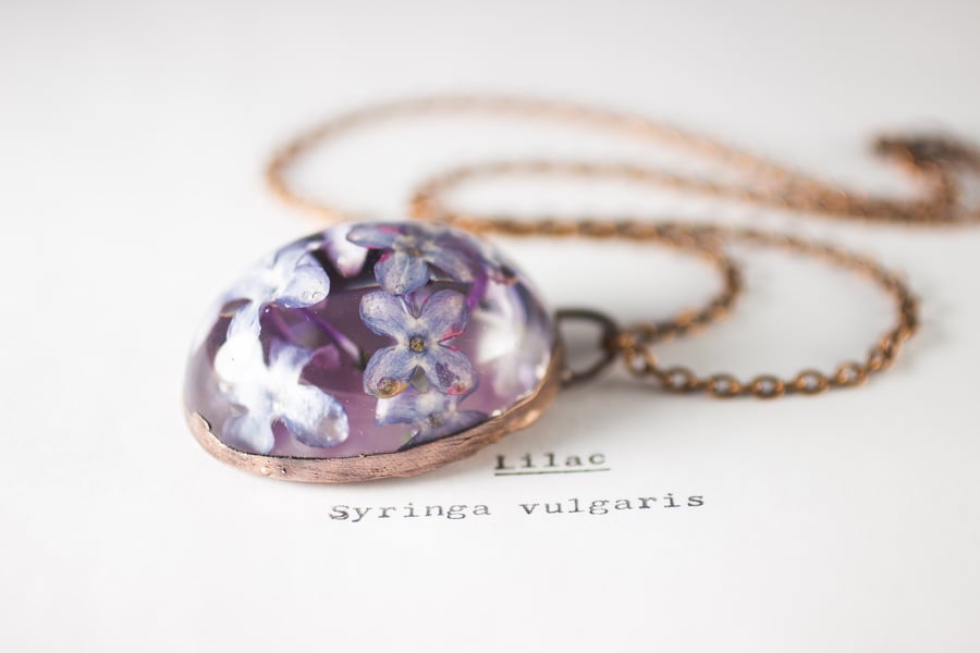 Image of Lilac (Syringa vulgaris) - Copper Plated Necklace #8