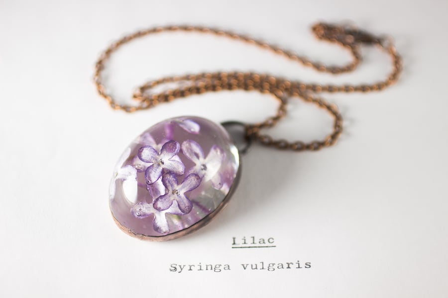 Image of Lilac (Syringa vulgaris) - Copper Plated Necklace #3