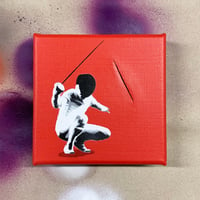 Image 1 of "After The Attack" Mini Canvas (signal red) 1/1 on 15x15cm Deep Edge Canvas