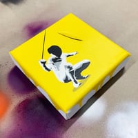 Image 2 of "After The Attack" Mini Canvas (signal yellow) 1/1 on 15x15cm Deep Edge Canvas