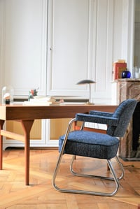 Image 5 of Fauteuils chromés bouclette bleu et ivoire