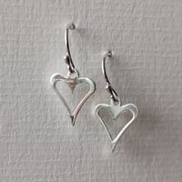 Image 2 of Open heart drops in sterling silver. 
