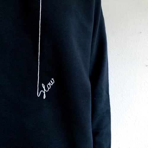 Image of SLOW - hand embroidered organic cotton sweatshirt, available in ALL sizes