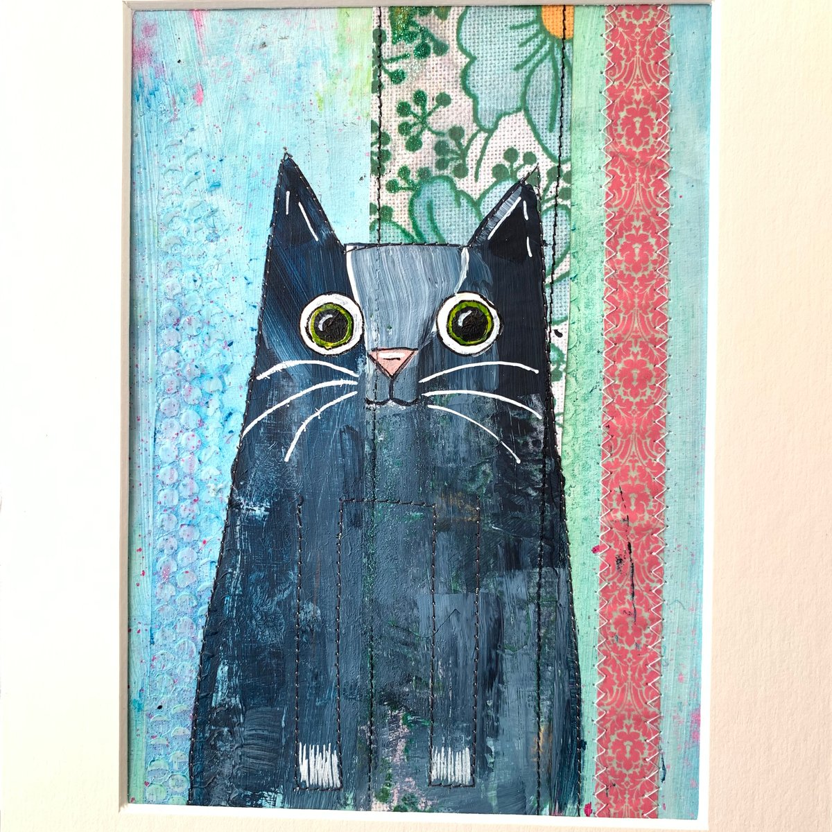 Feed the Cats- Original good mixed media painting