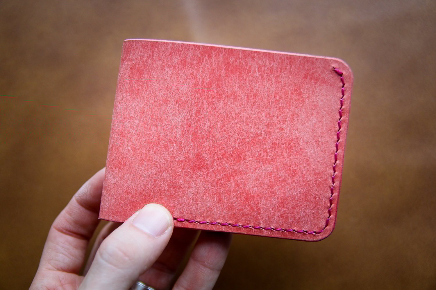 Image of Traditional Bifold in Pink Pueblo and Black Chromexcel