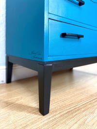 Image 3 of Retro Mid Century Modern Danish Made Large CHEST OF DRAWERS / TALLBOY painted in teal blue