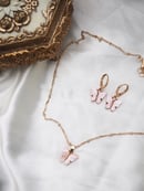 Image 5 of Pink + Gold Butterfly Earrings & Necklace