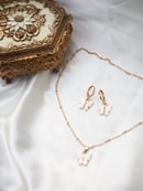 Image 5 of White + Gold Butterfly Earrings & Necklace