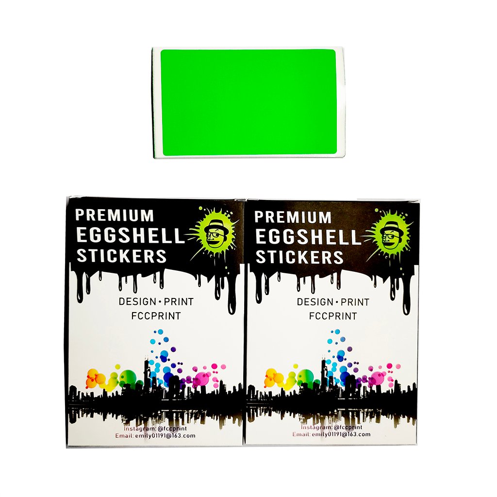 Free Shipping Worldwide Blank Fluorescent Green Eggshell Stickers 50 ...