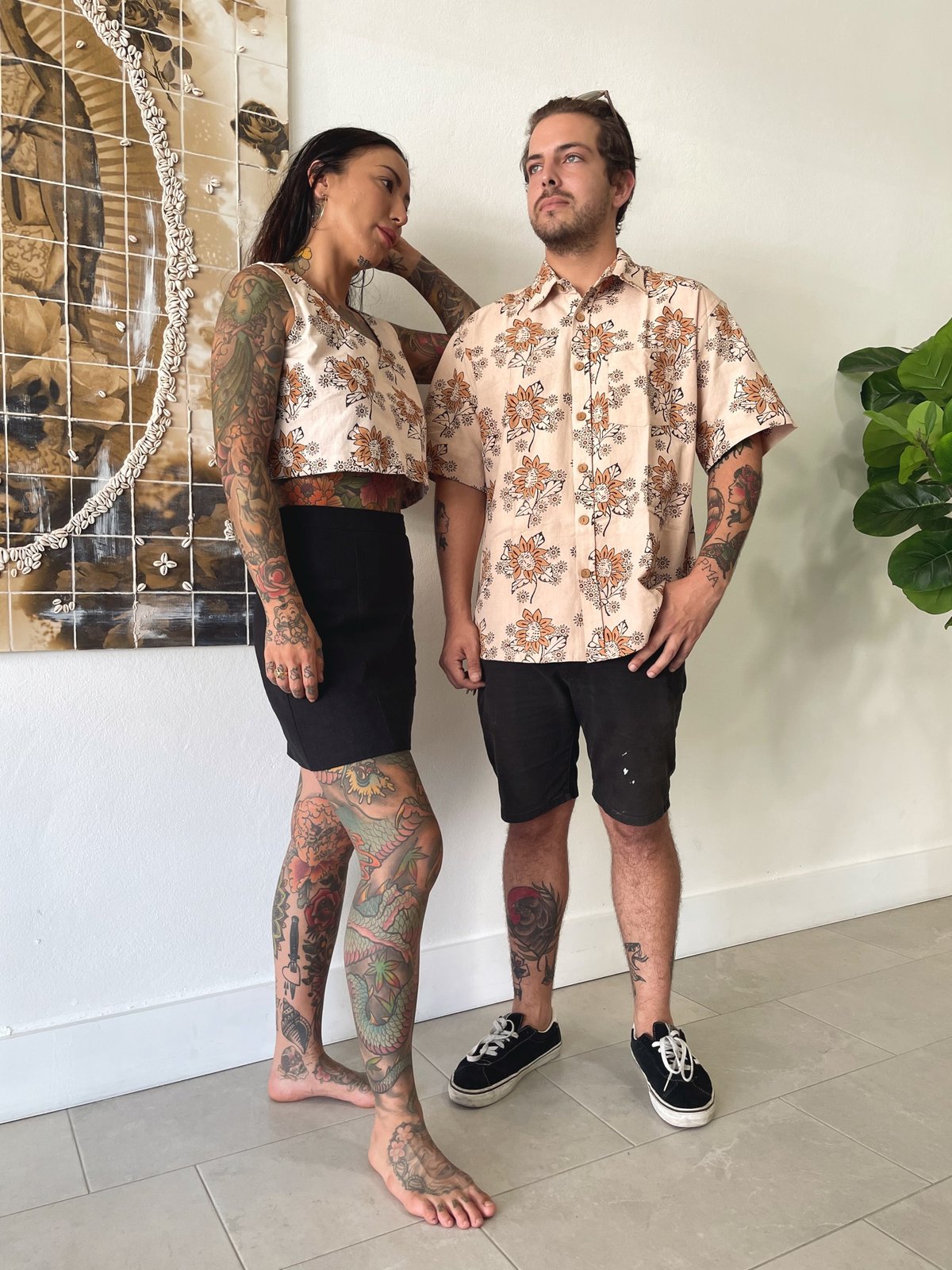 Terracotta button tee