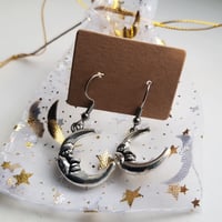 Image 2 of Antique Silver Half Moon Earrings