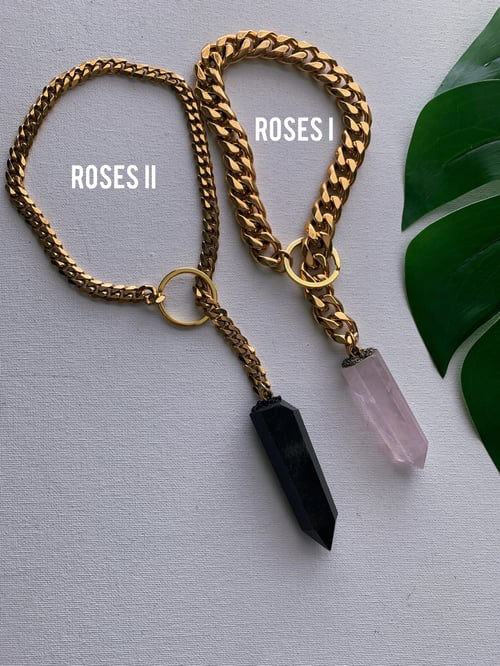 Image of ROSES I • THICK • Rose Quartz Lariat