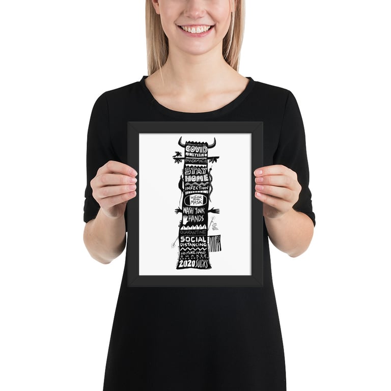 Covid Totem with Guidelines - Framed poster Image 2