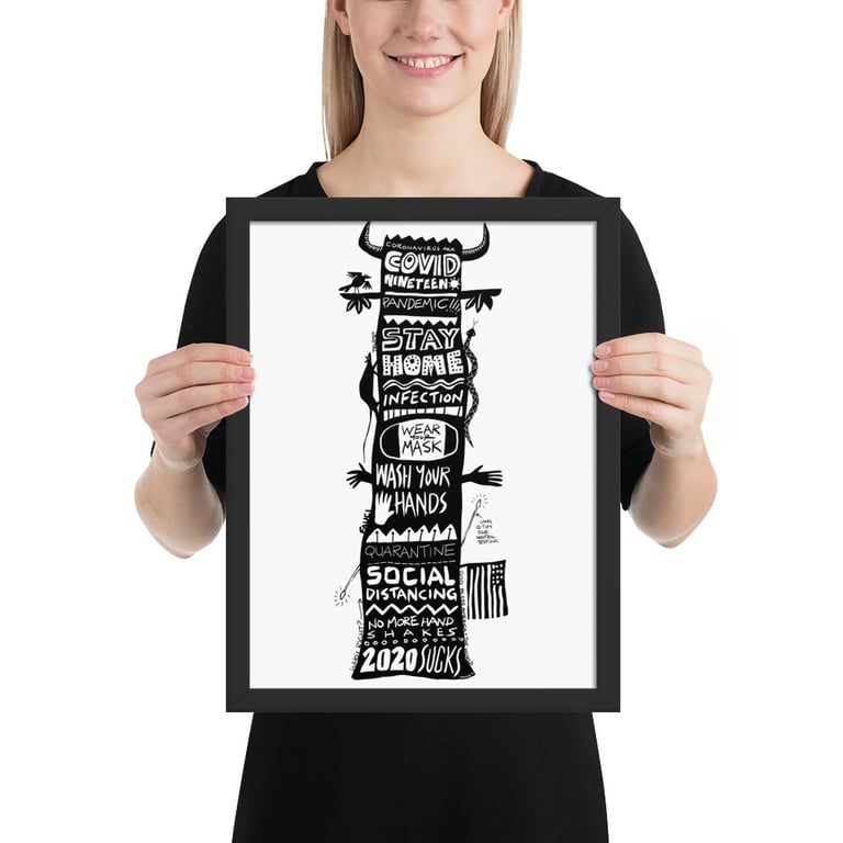Covid Totem with Guidelines - Framed poster