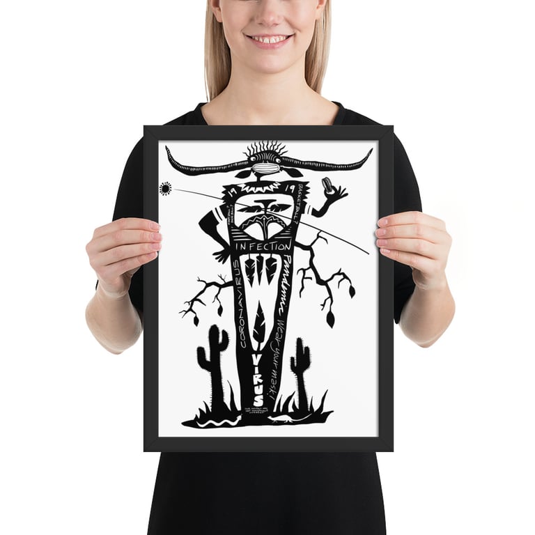 Covid-19 Virus Avoiding Cactus Tree - Framed poster