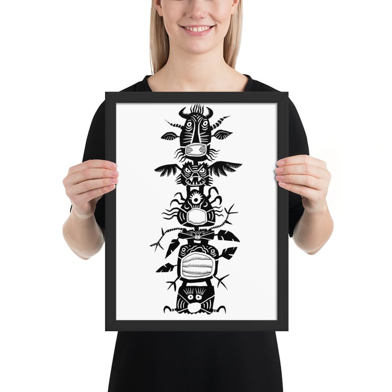 Covid Stacked Totem - Framed poster