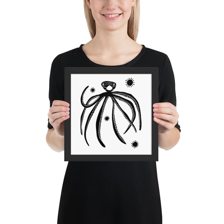 Covid Avoiding Octopus - Framed poster Image 3