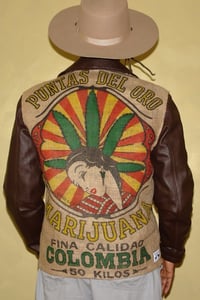 Hemp theme leather jacket