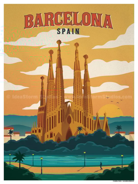 Image of Vintage Barcelona Print