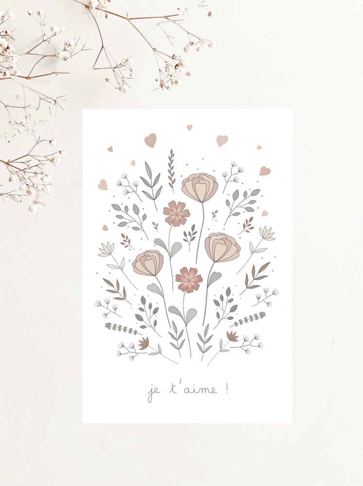 Image of Carte - Je t’aime fleuri