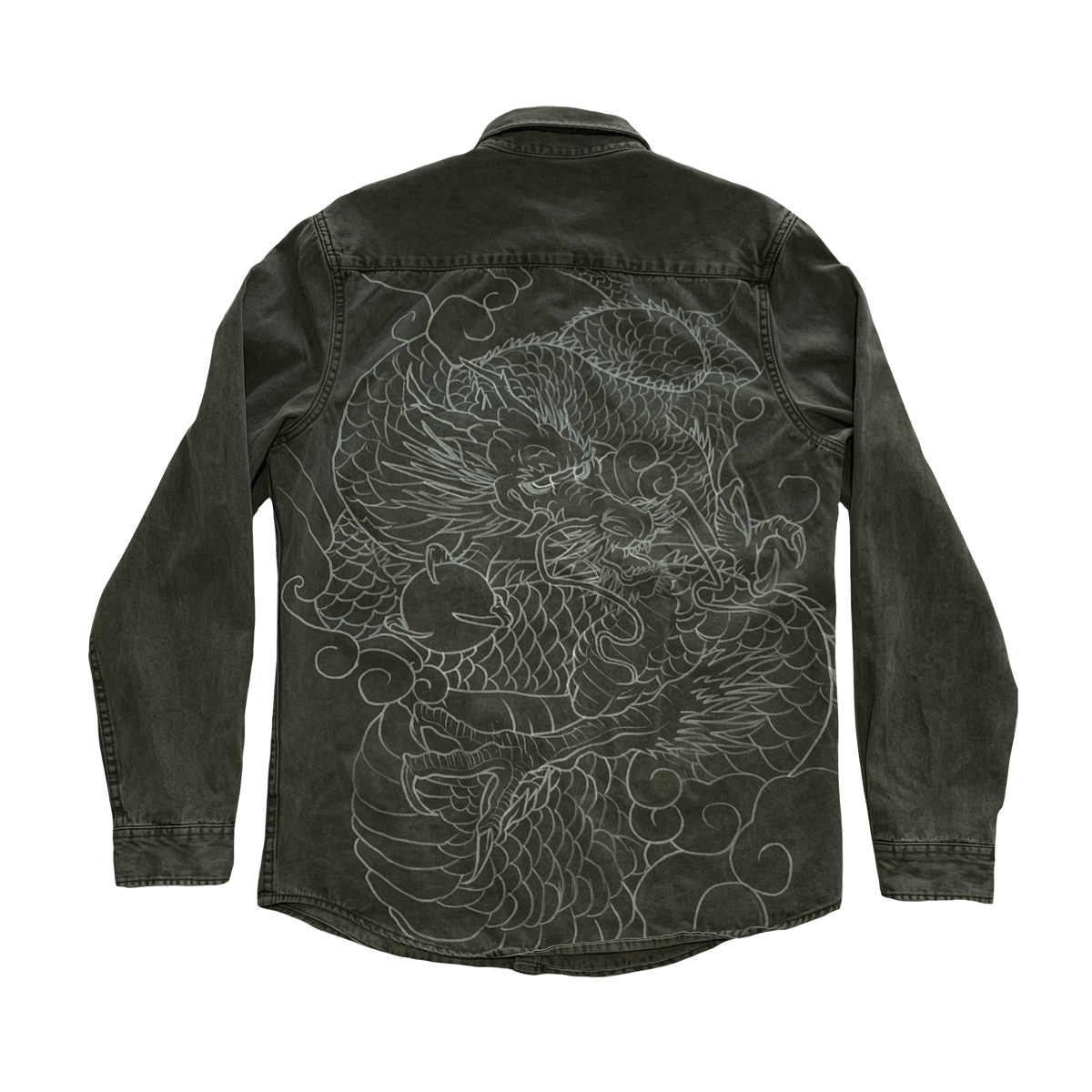 Dragon Khaki Denim Shirt Blvck Skvll