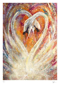 Image 1 of The Lovers (Swans) Augmented  Giclée Art Print 