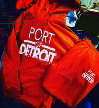 Image 1 of PORT OF DETROIT red hoodie and jogger set 