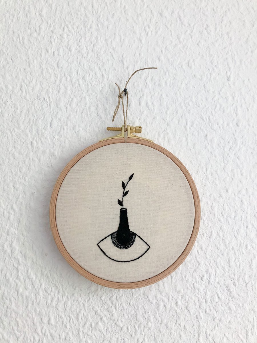 Image of Still eye - hand embroidered wall hanging, 5'' hoop