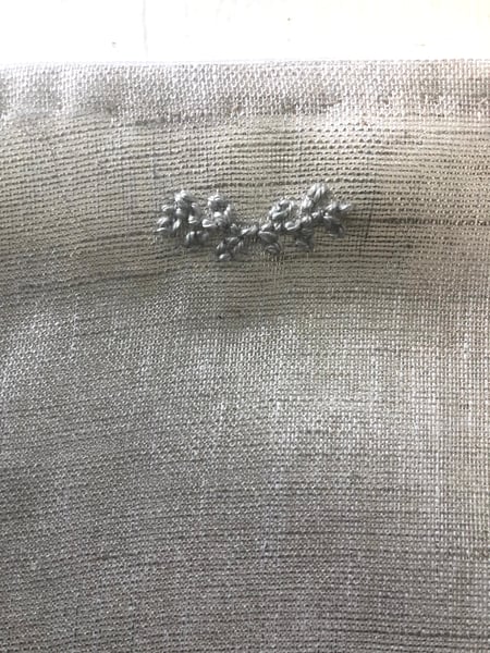 Image of colette silver linen embroidered pouch