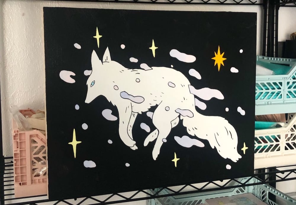 Image of Large Space Wolf Painting
