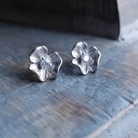 Image 2 of Perfect Pansy Stud Earrings (Silver + Gold)