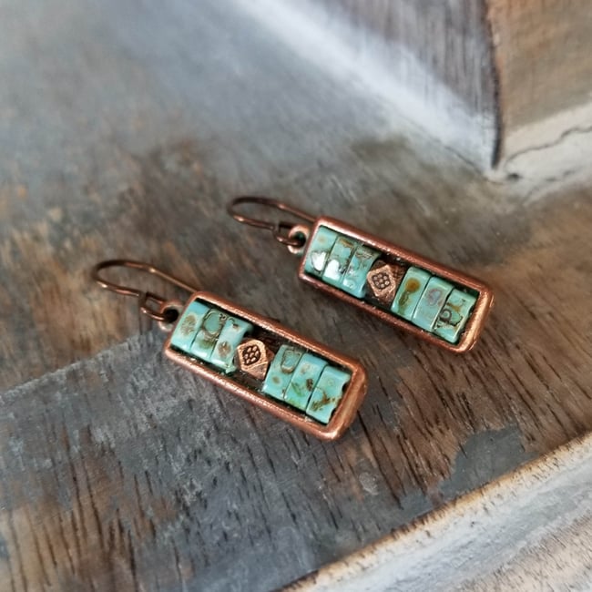 Turquoise Tile Earrings