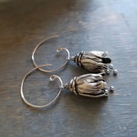 Image 2 of Antique Silver Bell Flower Earrings
