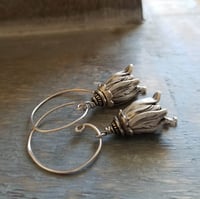 Image 4 of Antique Silver Bell Flower Earrings