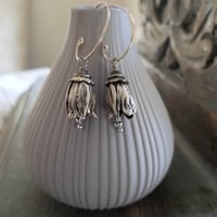 Image 3 of Antique Silver Bell Flower Earrings