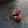 Watermelon Pink Etched Glass Earrings