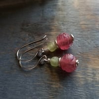 Image 3 of Watermelon Pink Etched Glass Earrings