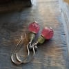 Watermelon Pink Etched Glass Earrings