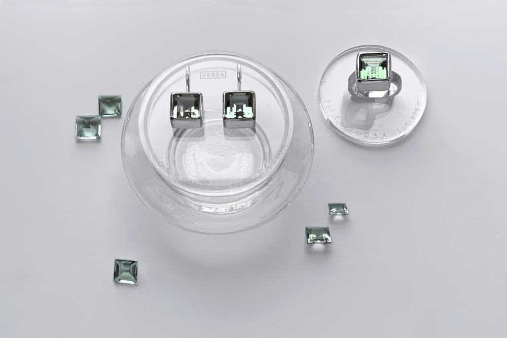 Image of "Worthy of admiration" silver earrings with prasiolites · DIGNUS ADORARI ·