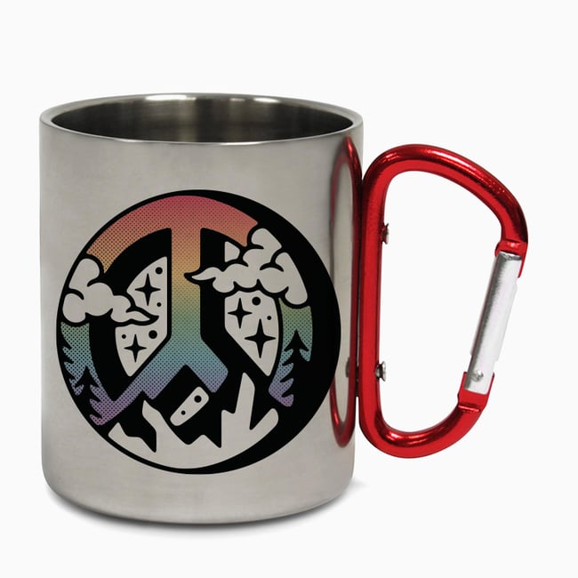 Peace Love Earth Carabiner Steel Mug