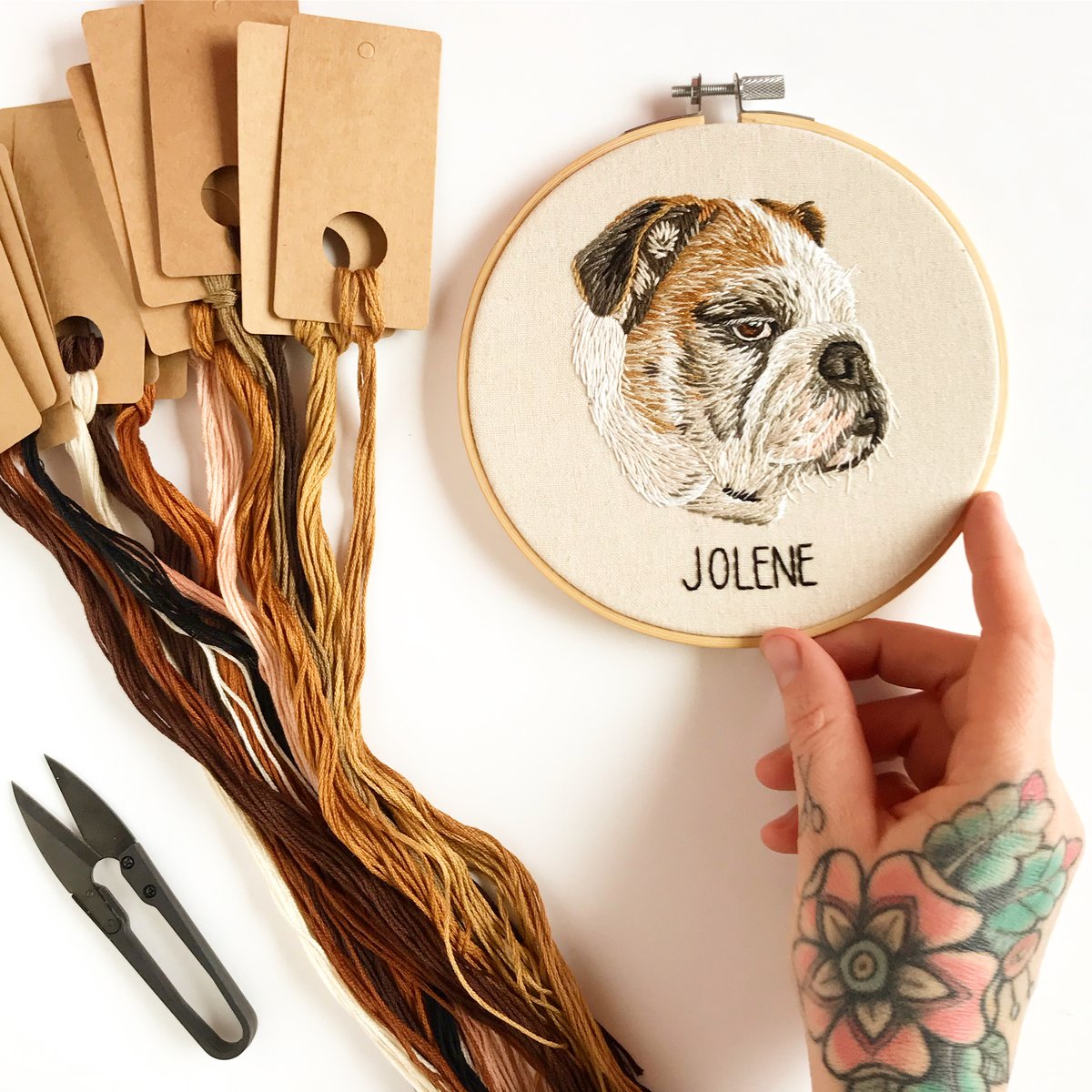 Custom Hand Embroidered Pet Portrait - HOOP