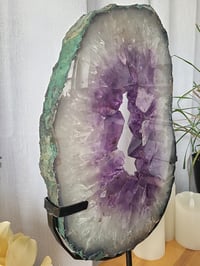 Image 3 of 12.6lb Amethyst Portal Rough Edge Crystal Slab with Custom Stand