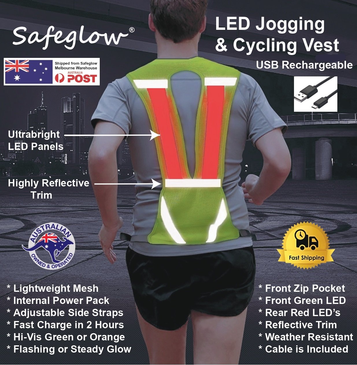Light Up Safety Vest - USB Rechargeable