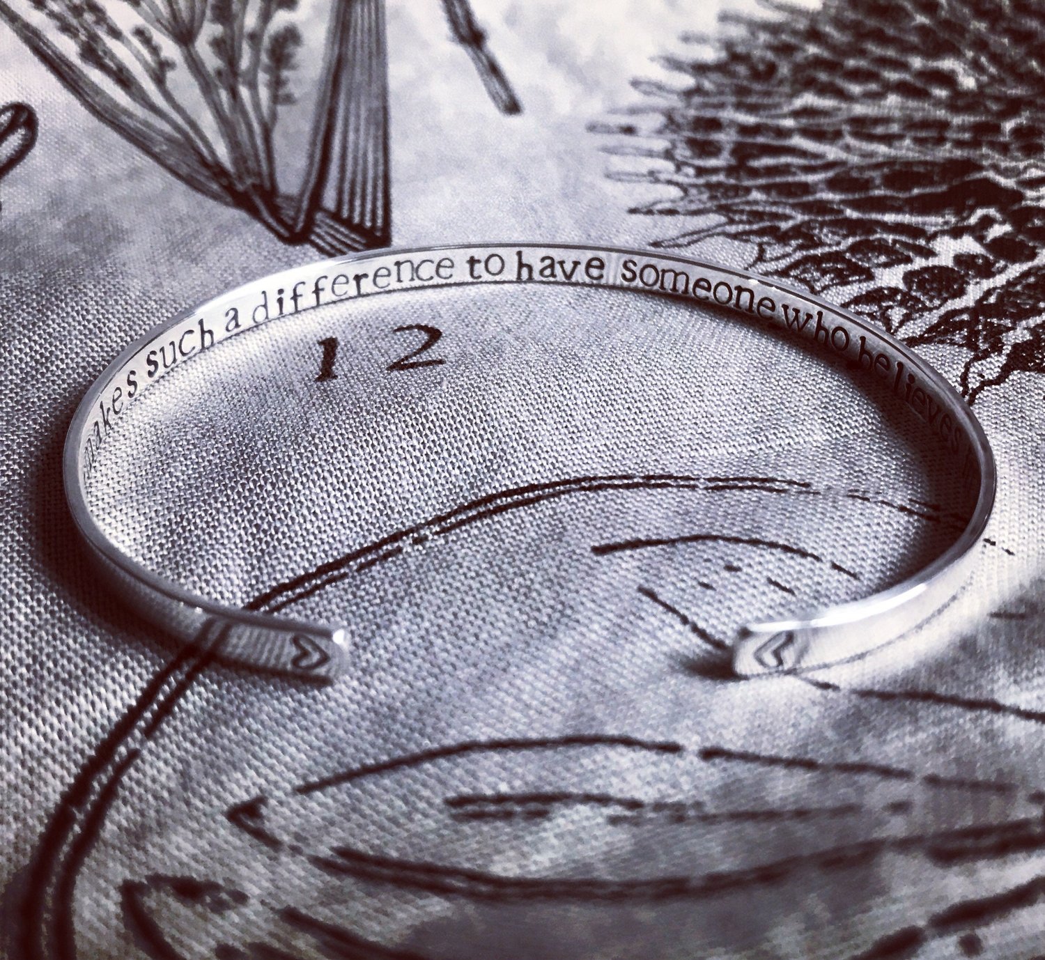 Image of Childrens/adults sterling silver cuff bracelet, hand stamped name (4mm). Personalised silver cuff.