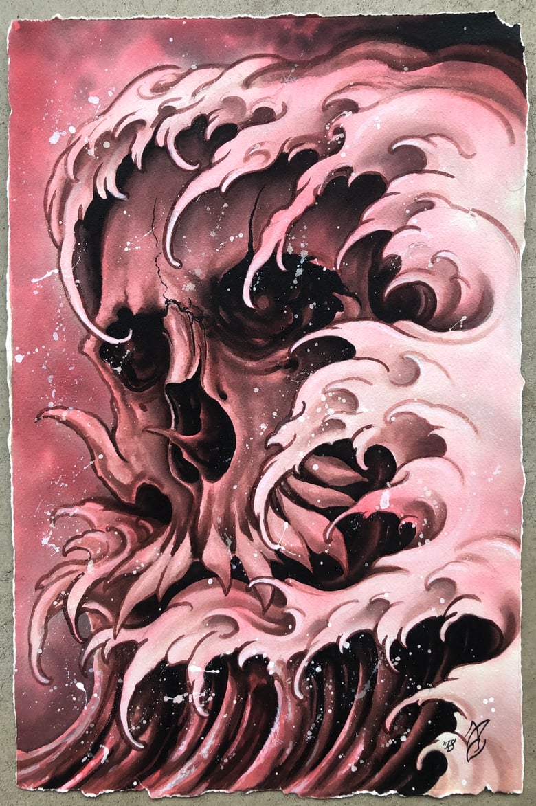 Image of Skull and wave original